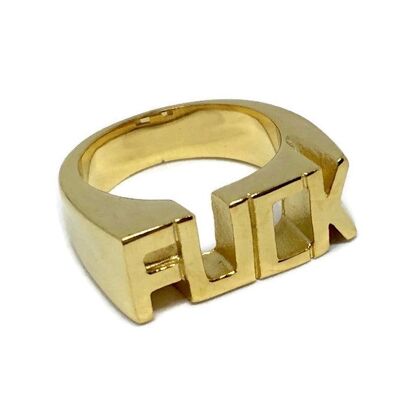 Stainless Steel 'FUCK' Ring - gold