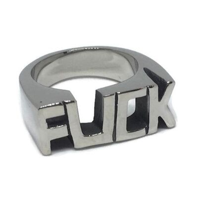 Stainless Steel 'FUCK' Ring - silver