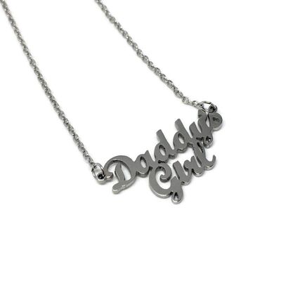 Cute Font 'Daddy's Girl' Necklace - Silver