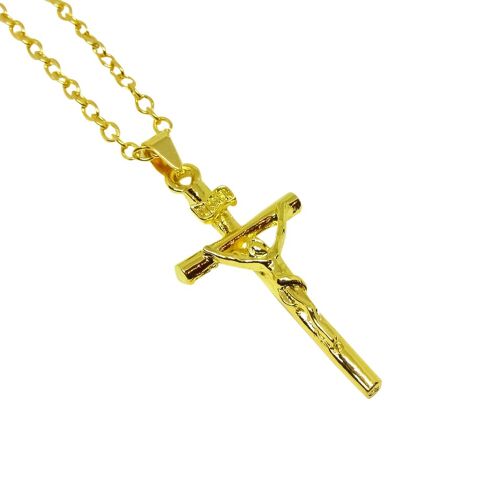 Jesus On The Cross Crucifix Necklace - Gold