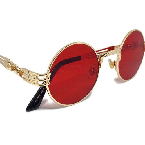 Circle Lens Red & Gold Sunglasses