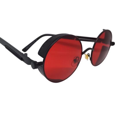 Circle Lens Framed Red & Black Sunglasses