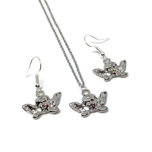 Cherub Necklace & Earrings Set - Silver - Full Set