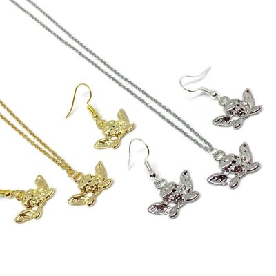 Cherub Necklace & Earrings Set - Silver - Earrings