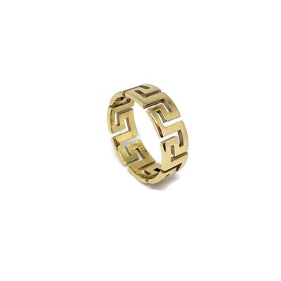 Aztec Pattern 3D Cut-Out Ring - Gold