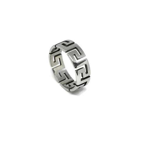 Aztec Pattern 3D Cut-Out Ring - Silver
