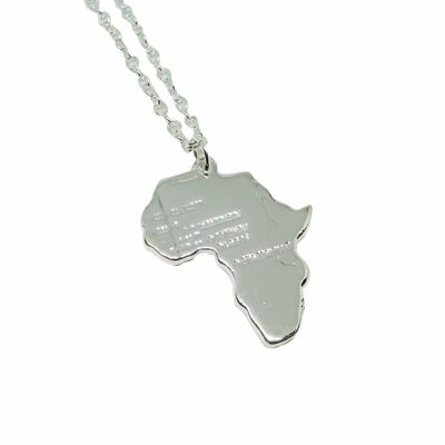 Africa Map Pendant Necklace - Silver