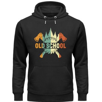 Old School In The Woods - Unisex Organic Hoodie - Black