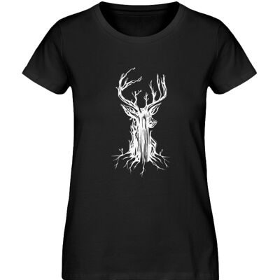 Il cervo di legno - Maglietta organica premium da donna - Nera