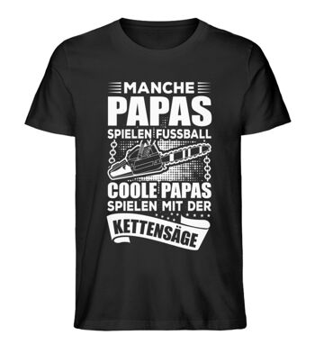 Des papas cool jouent avec des tronçonneuses - T-shirt bio premium homme - Noir 1