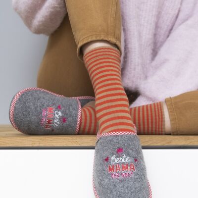 Best mom felt slippers mouse grey