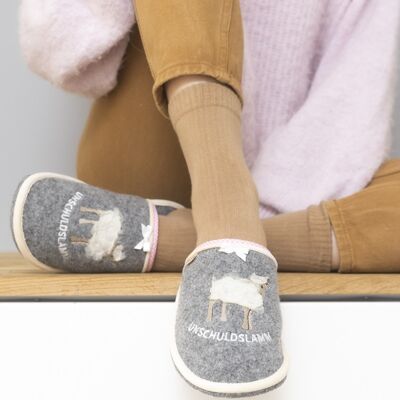 Innocence lamb felt slippers mouse grey
