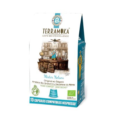 Organic coffee 15 Nespresso compatible zero waste capsules - Decaffeinated