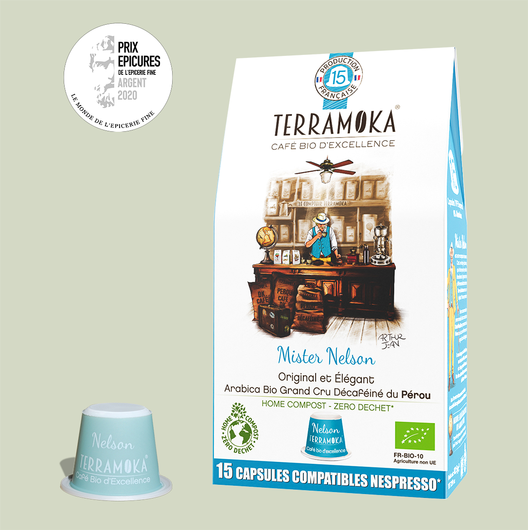 Organic Coffee 15 Zero Waste Capsules Compatible with Nespresso - Decaffeinated Nelson
