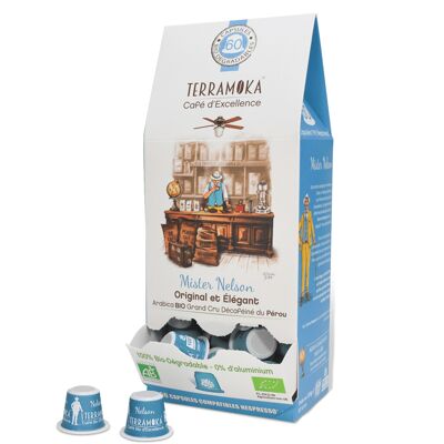 Organic coffee 60 Nespresso compatible zero waste capsules - Decaffeinated