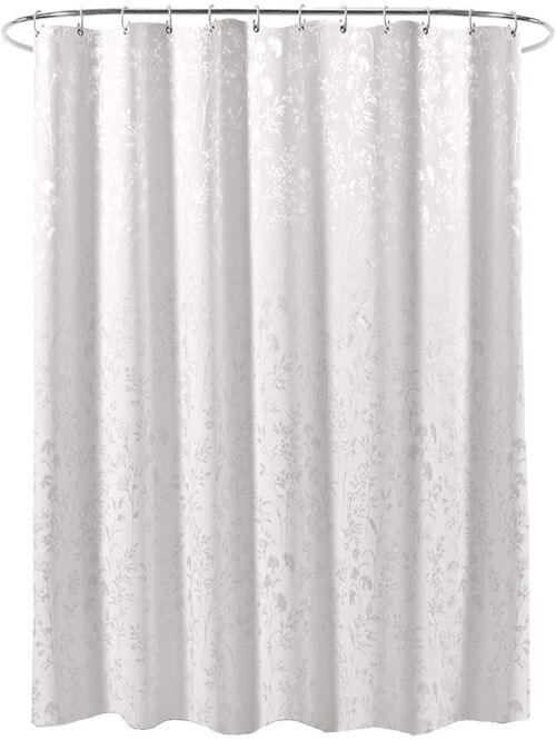 Duschvorhang Weiß mit Silber-Ornamenten 180x200