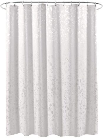 Rideau de douche blanc avec ornements argentés 180x200 1
