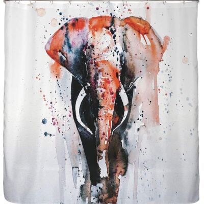 Shower curtain 180x200 colorful elephant red
