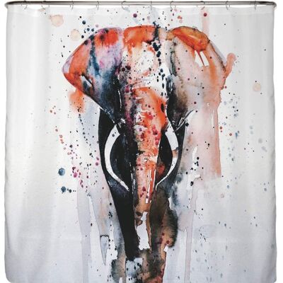 Shower curtain 180x200 colorful elephant red