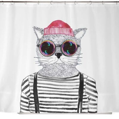 Shower curtain hipster cat 240x200