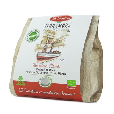 Organic coffee 16 Senseo® compatible biodegradable pods - Albert