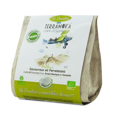 Organic coffee 16 Senseo® compatible biodegradable pods - Arthur