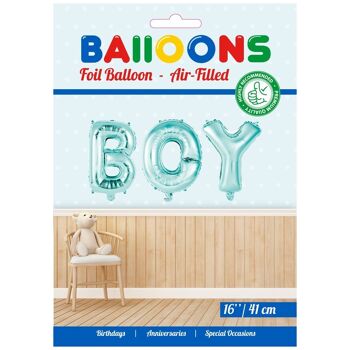 Ballon aluminium mot 16" 'BOY' bleu 2