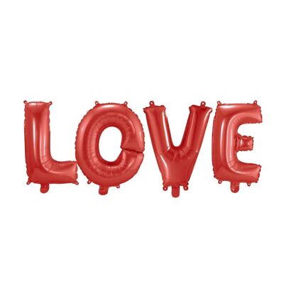 Ballon aluminium mot 16" 'LOVE' rouge