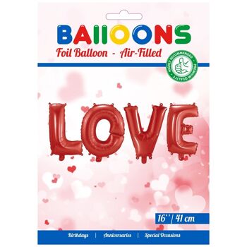 Ballon aluminium mot 16" 'LOVE' rouge 2