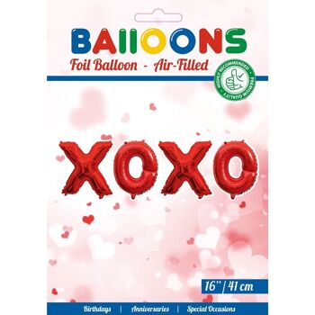 Ballon aluminium mot 16" 'XOXO' rouge 2