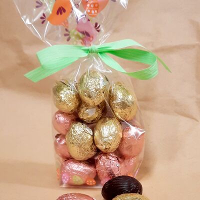 ORGANIC EASTER - Small mixed chocolate eggs: praline + raspberry