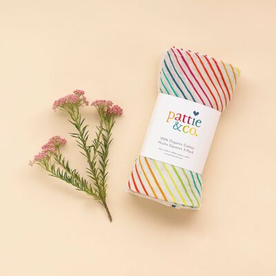 Rainbow Organic-Cotton Muslin Squares | Three Pack