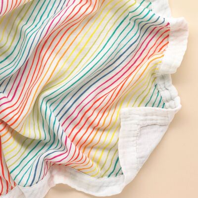 Rainbow Organic-Cotton Muslin Blanket