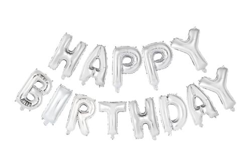 Foilballoon word 16" 'happy birthday' silver