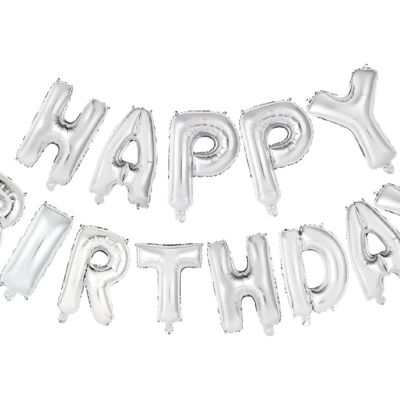 Foilballoon word 16" 'happy birthday' silver