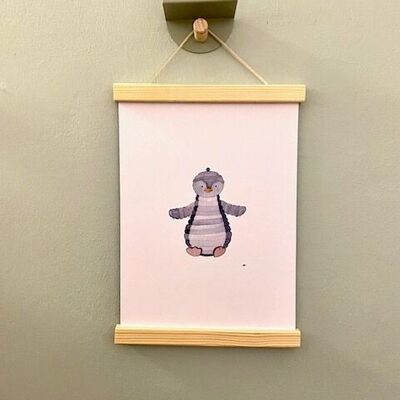 Children's poster penguin with frame