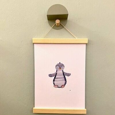 Póster infantil pingüino con marco.