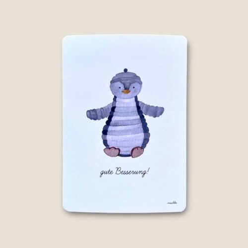 Postkarte Pinguin "gute Besserung"