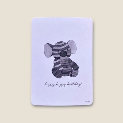 Postcard Koala "happy happy birthday!"  