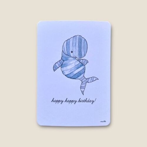 Postkarte Wal "happy happy birthday"