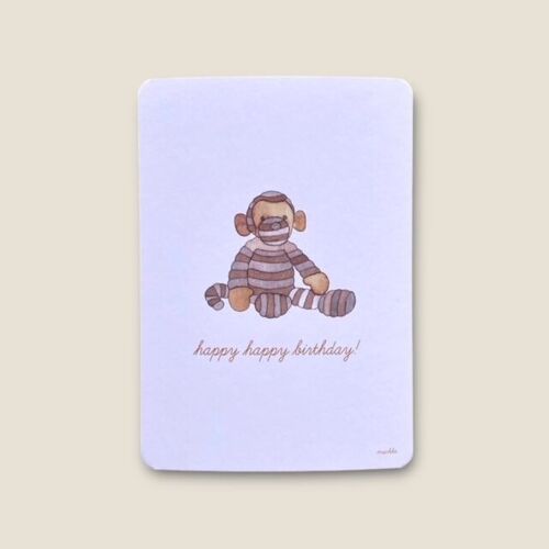 Postkarte Affe "happy happy birthday"