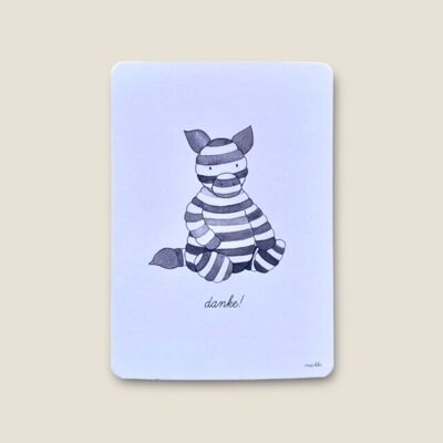 Postkarte Zebra "danke!"