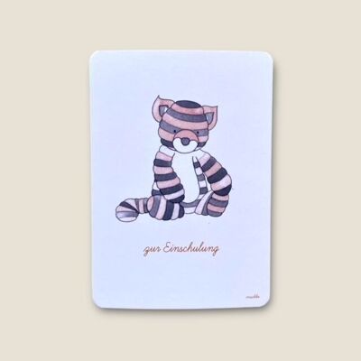 Postkarte Tiger "zur Einschulung"