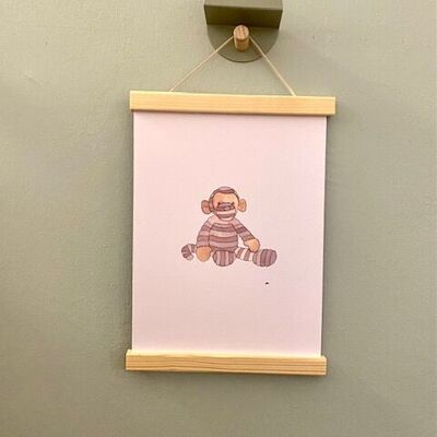 Póster infantil mono con marco.