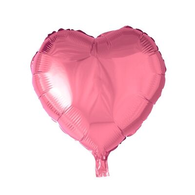 Foilballoon heartshape 18'' pink  singlepacked