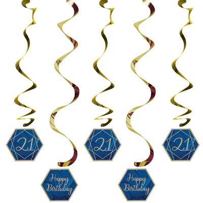 Navy and Gold Geode Age 21 Dizzy Danglers Surtido Foil Estampado