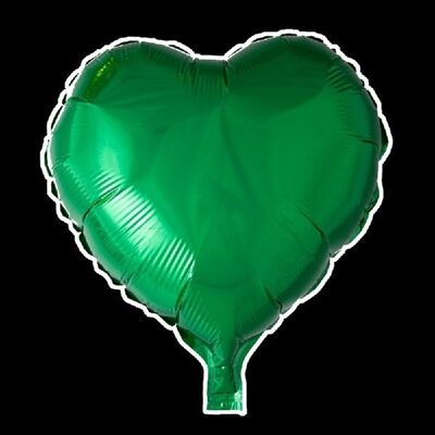 Foilballoon heartshape 18'' verde en paquete individual