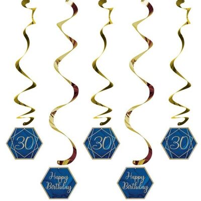 Navy and Gold Geode Age 30 Dizzy Danglers Assorted Foil Stamped