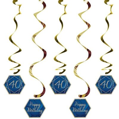 Azul marino y oro Geode Age 40 Dizzy Danglers Surtido Foil Stamped