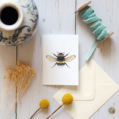 Mini Bumble Bee Acuarela Tarjeta de felicitación sostenible